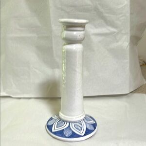 White and Blue Ceramic Candle Holder